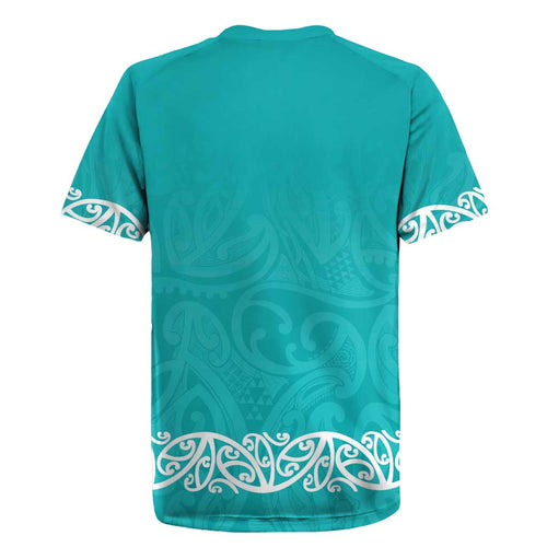 New Zealand Nurses Week Rugby Jersey Maori Kowhaiwhai Cyan Tribal