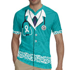 New Zealand Nurses Week Rugby Jersey Maori Kowhaiwhai Cyan Tribal