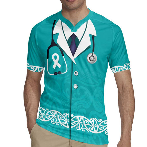 New Zealand Nurses Week Rugby Jersey Maori Kowhaiwhai Cyan Tribal