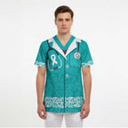 New Zealand Nurses Week Scrub Top Maori Kowhaiwhai Cyan Tribal