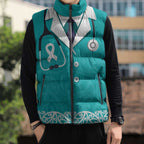 New Zealand Nurses Week Sleeveless Puffer Jacket Maori Kowhaiwhai Cyan Tribal