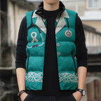 New Zealand Nurses Week Sleeveless Puffer Jacket Maori Kowhaiwhai Cyan Tribal