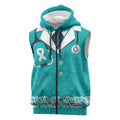 New Zealand Nurses Week Sleeveless Zip Hoodie Maori Kowhaiwhai Cyan Tribal