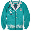New Zealand Nurses Week Sweatshirt Maori Kowhaiwhai Cyan Tribal