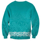 New Zealand Nurses Week Sweatshirt Maori Kowhaiwhai Cyan Tribal