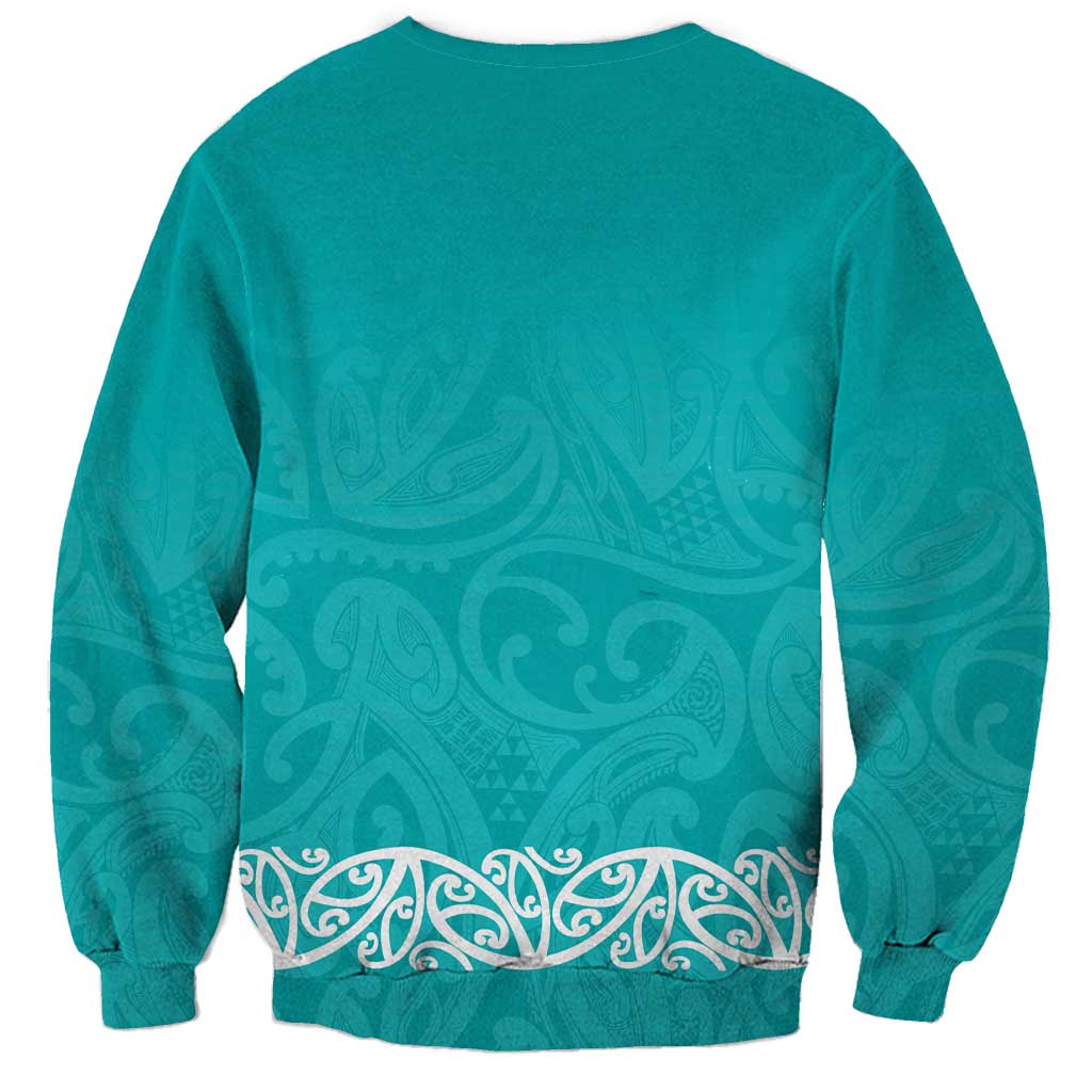 New Zealand Nurses Week Sweatshirt Maori Kowhaiwhai Cyan Tribal