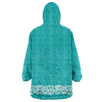 New Zealand Nurses Week Wearable Blanket Hoodie Maori Kowhaiwhai Cyan Tribal