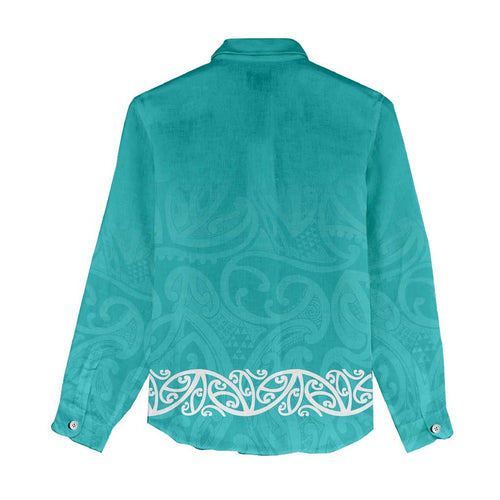 New Zealand Nurses Week Women Casual Shirt Maori Kowhaiwhai Cyan Tribal