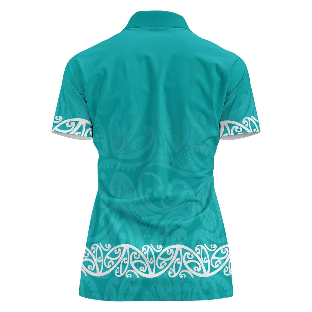 New Zealand Nurses Week Women Polo Shirt Maori Kowhaiwhai Cyan Tribal