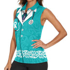 New Zealand Nurses Week Women Sleeveless Polo Shirt Maori Kowhaiwhai Cyan Tribal