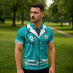 New Zealand Nurses Week Zipper Polo Shirt Maori Kowhaiwhai Cyan Tribal