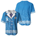 New Zealand Nurses Week Baseball Jersey Maori Kowhaiwhai Blue Tribal
