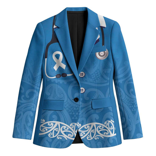 New Zealand Nurses Week Blazer Maori Kowhaiwhai Blue Tribal