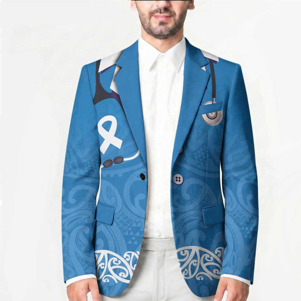 New Zealand Nurses Week Blazer Maori Kowhaiwhai Blue Tribal