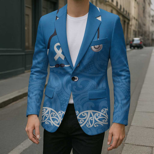 New Zealand Nurses Week Blazer Maori Kowhaiwhai Blue Tribal