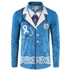 New Zealand Nurses Week Button Sweatshirt Maori Kowhaiwhai Blue Tribal