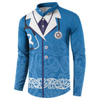 New Zealand Nurses Week Button Sweatshirt Maori Kowhaiwhai Blue Tribal