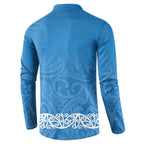 New Zealand Nurses Week Button Sweatshirt Maori Kowhaiwhai Blue Tribal