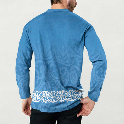 New Zealand Nurses Week Button Sweatshirt Maori Kowhaiwhai Blue Tribal