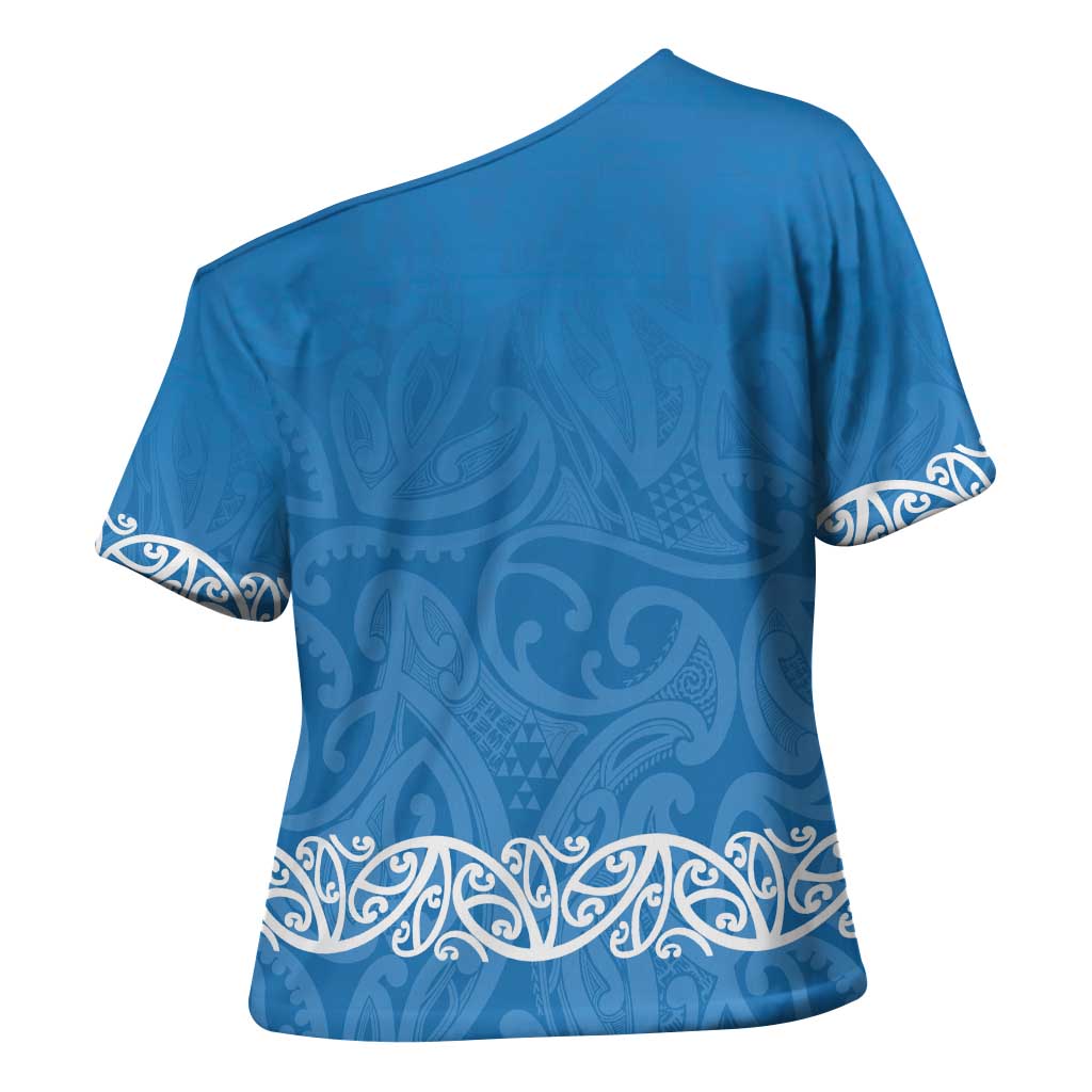 New Zealand Nurses Week Cross Shoulder Shirt Maori Kowhaiwhai Blue Tribal