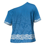New Zealand Nurses Week Cross Shoulder Shirt Maori Kowhaiwhai Blue Tribal