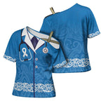 New Zealand Nurses Week Cross Shoulder Shirt Maori Kowhaiwhai Blue Tribal