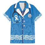 New Zealand Nurses Week Hawaiian Shirt Maori Kowhaiwhai Blue Tribal