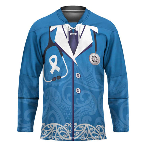 New Zealand Nurses Week Hockey Jersey Maori Kowhaiwhai Blue Tribal