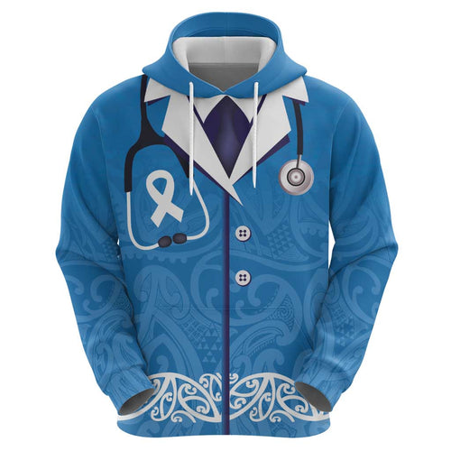 New Zealand Nurses Week Hoodie Maori Kowhaiwhai Blue Tribal