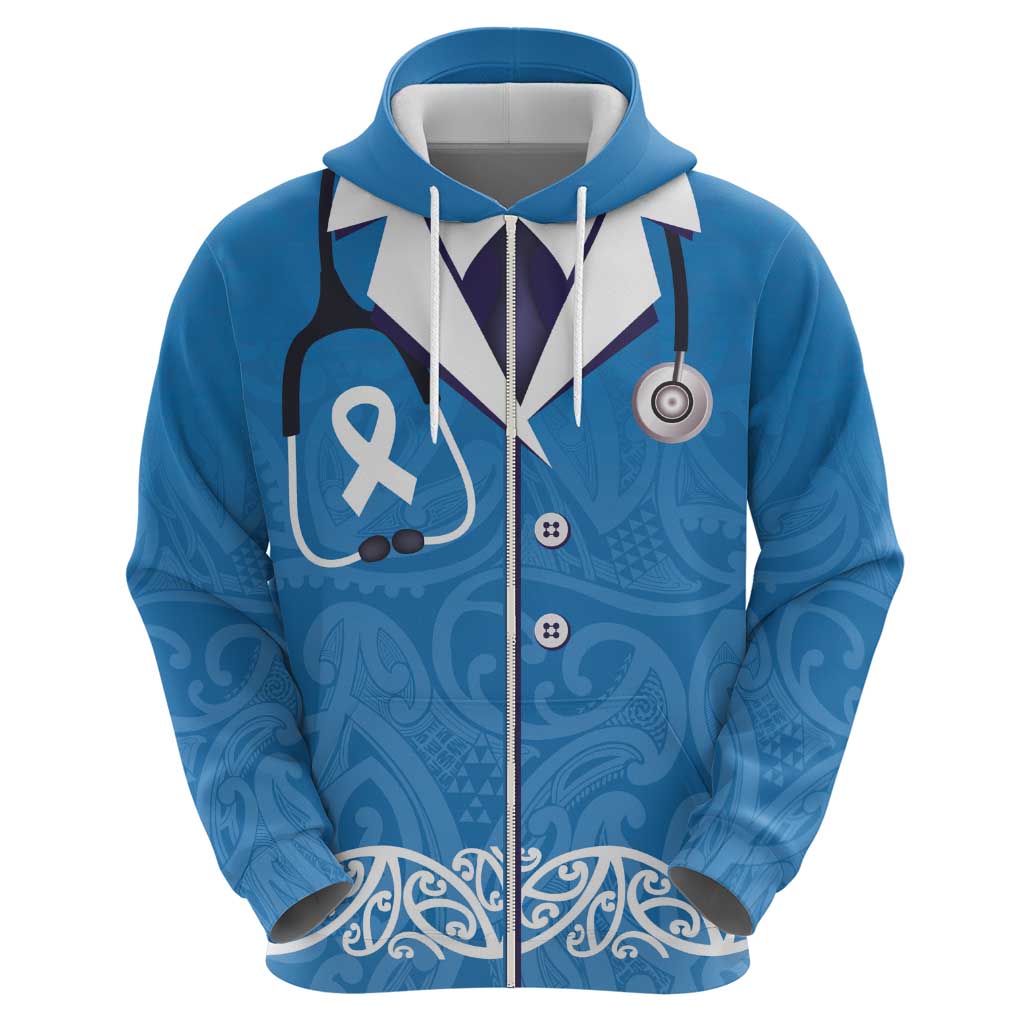 New Zealand Nurses Week Hoodie Maori Kowhaiwhai Blue Tribal