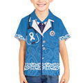 New Zealand Nurses Week Kid Hawaiian Shirt Maori Kowhaiwhai Blue Tribal