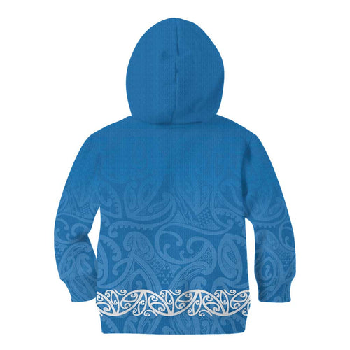 New Zealand Nurses Week Kid Hoodie Maori Kowhaiwhai Blue Tribal