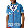 New Zealand Nurses Week Kid Polo Shirt Maori Kowhaiwhai Blue Tribal