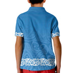 New Zealand Nurses Week Kid Polo Shirt Maori Kowhaiwhai Blue Tribal