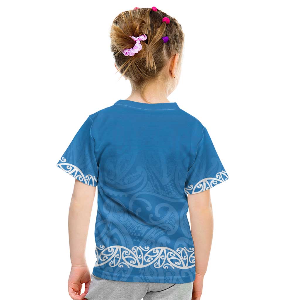 New Zealand Nurses Week Kid T Shirt Maori Kowhaiwhai Blue Tribal