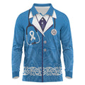 New Zealand Nurses Week Long Sleeve Polo Shirt Maori Kowhaiwhai Blue Tribal