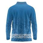 New Zealand Nurses Week Long Sleeve Polo Shirt Maori Kowhaiwhai Blue Tribal