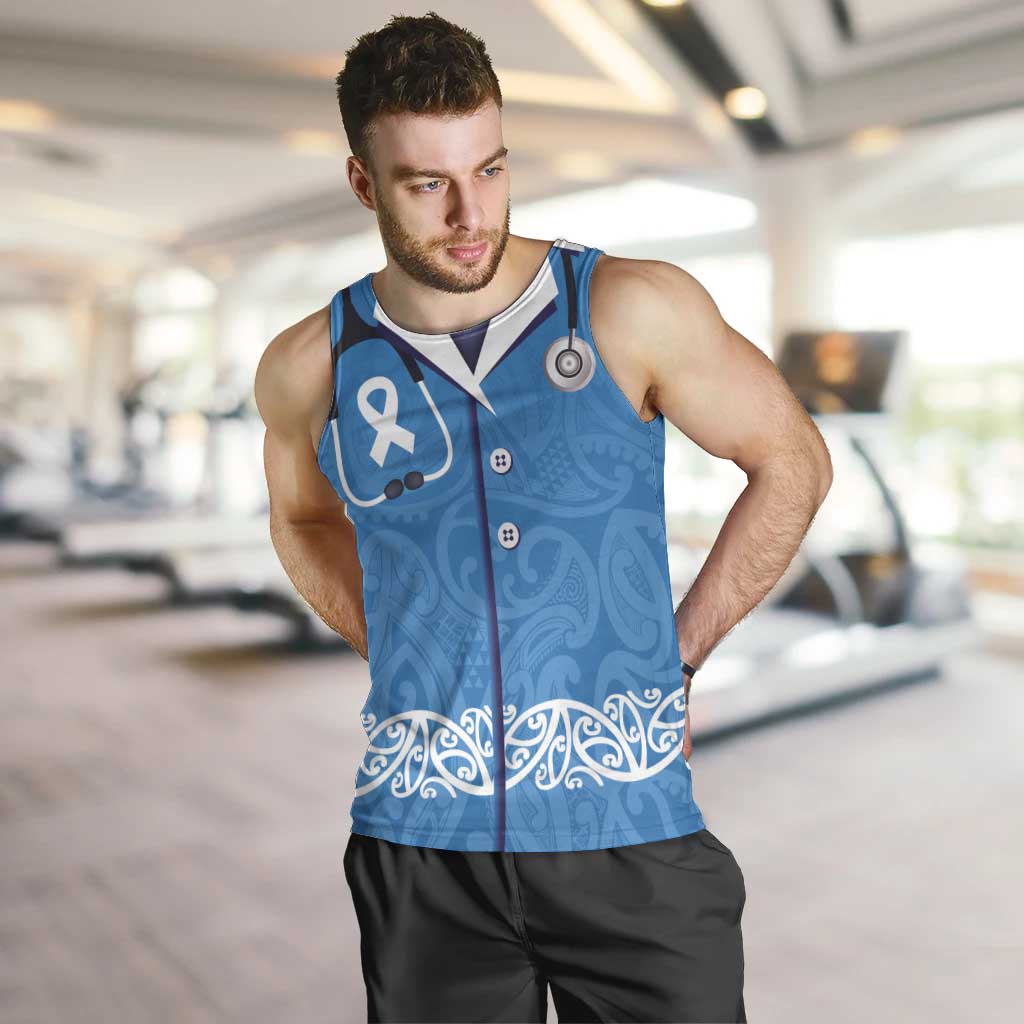 New Zealand Nurses Week Men Tank Top Maori Kowhaiwhai Blue Tribal