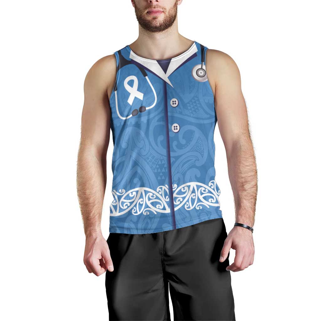 New Zealand Nurses Week Men Tank Top Maori Kowhaiwhai Blue Tribal