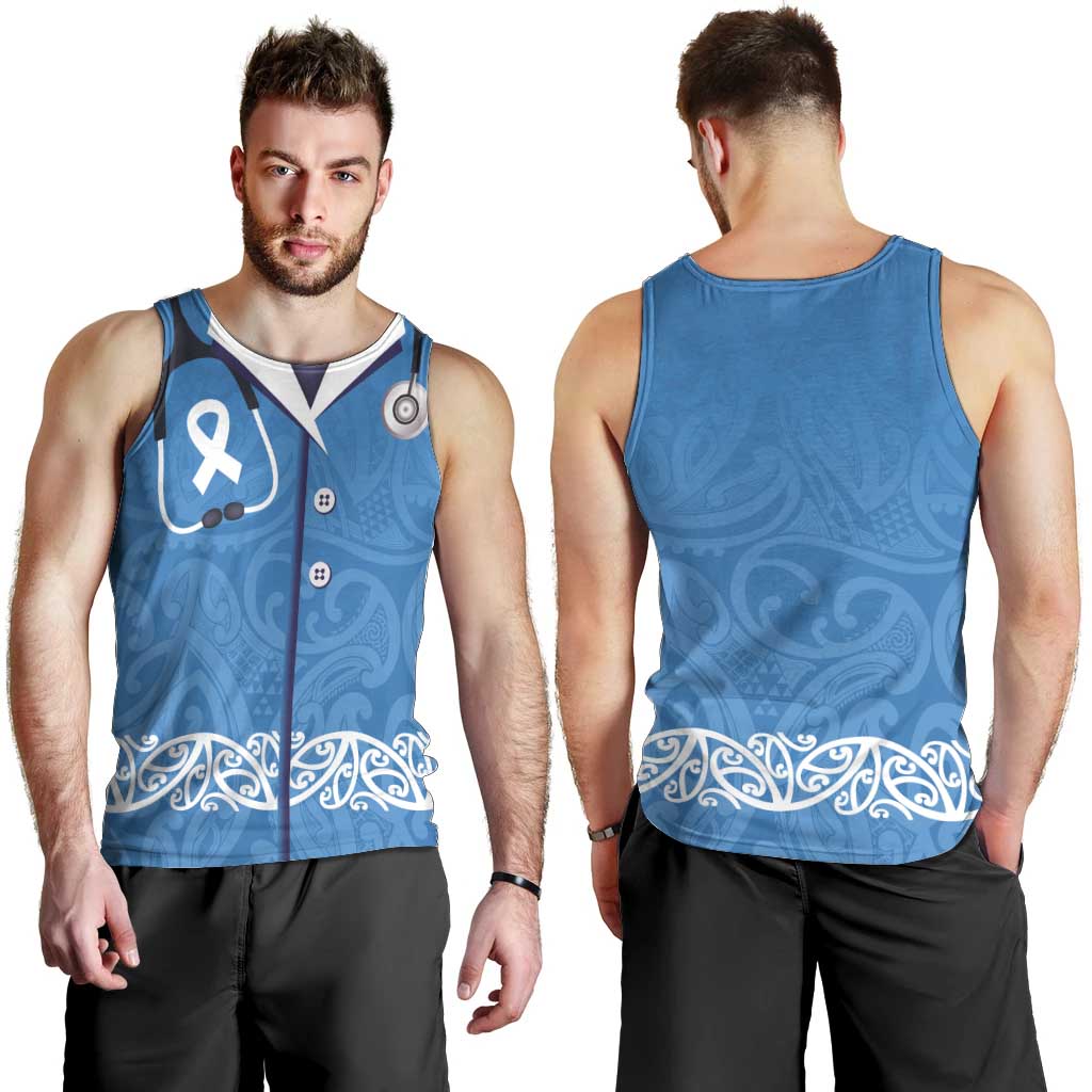 New Zealand Nurses Week Men Tank Top Maori Kowhaiwhai Blue Tribal