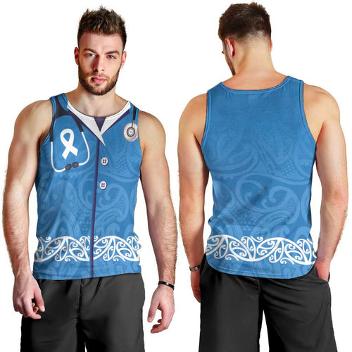 New Zealand Nurses Week Men Tank Top Maori Kowhaiwhai Blue Tribal