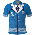 New Zealand Nurses Week Polo Shirt Maori Kowhaiwhai Blue Tribal