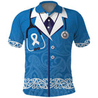 New Zealand Nurses Week Polo Shirt Maori Kowhaiwhai Blue Tribal