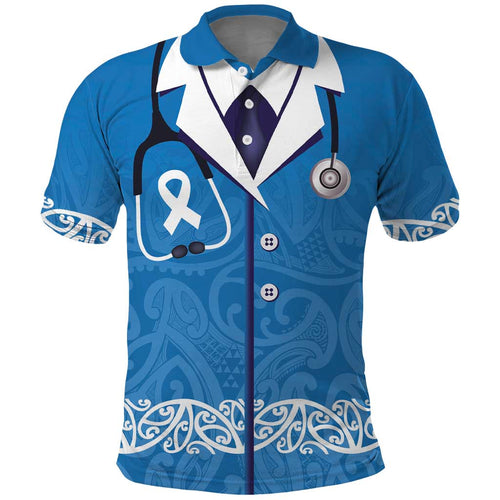 New Zealand Nurses Week Polo Shirt Maori Kowhaiwhai Blue Tribal