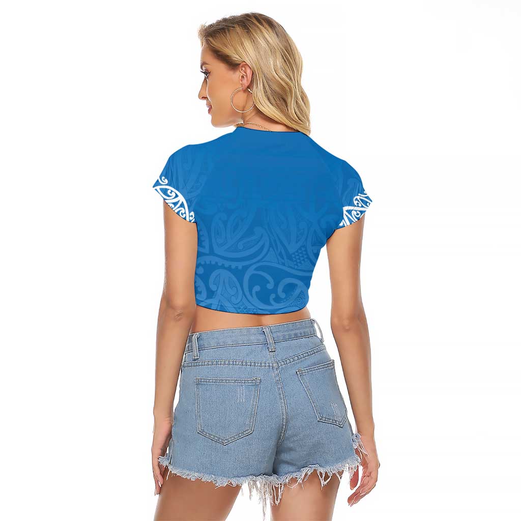 New Zealand Nurses Week Raglan Cropped T Shirt Maori Kowhaiwhai Blue Tribal