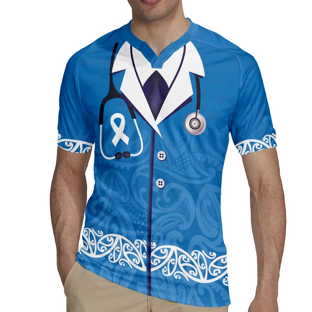 New Zealand Nurses Week Rugby Jersey Maori Kowhaiwhai Blue Tribal