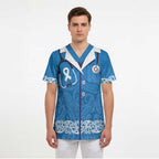 New Zealand Nurses Week Scrub Top Maori Kowhaiwhai Blue Tribal