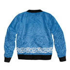 New Zealand Nurses Week Sleeve Zip Bomber Jacket Maori Kowhaiwhai Blue Tribal