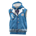 New Zealand Nurses Week Sleeveless Hoodie Maori Kowhaiwhai Blue Tribal