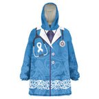 New Zealand Nurses Week Wearable Blanket Hoodie Maori Kowhaiwhai Blue Tribal